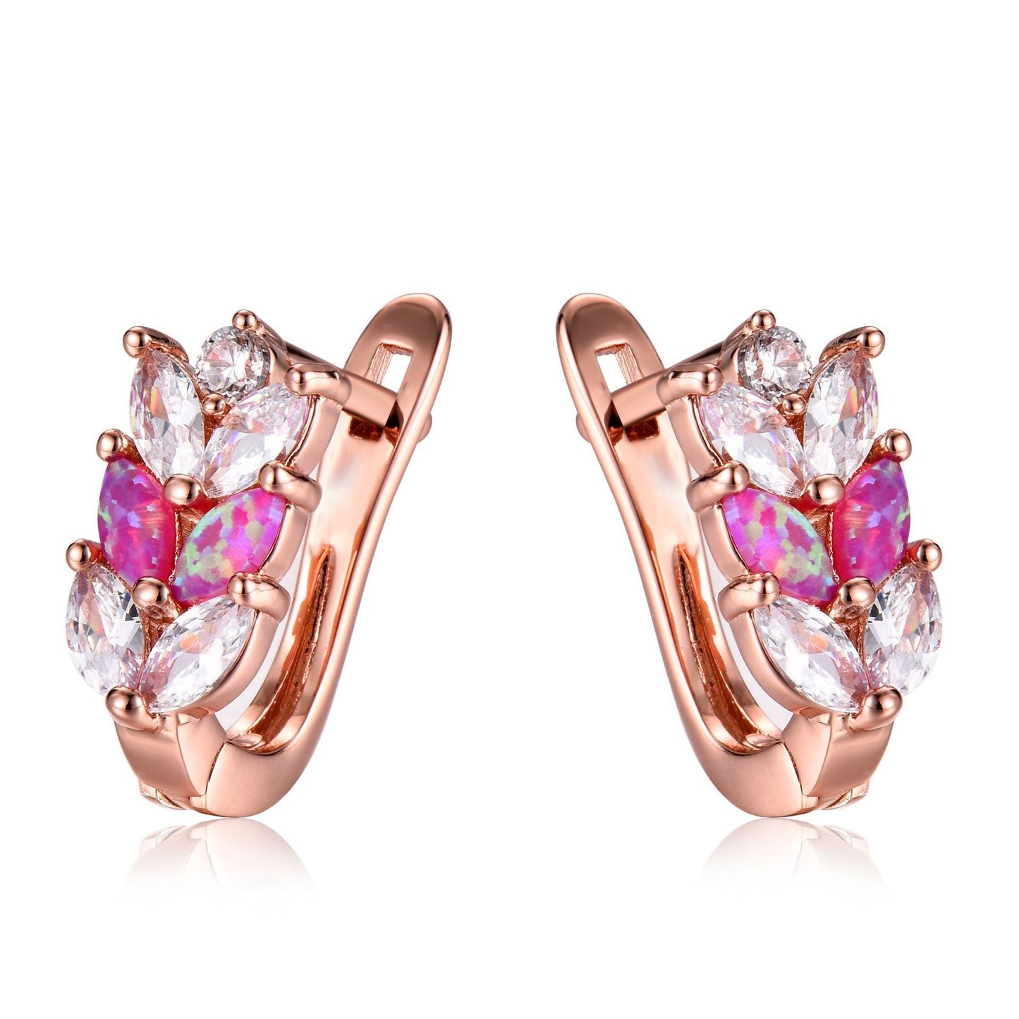 Cubic Zirconia & Purple Opal Leverback Earrings