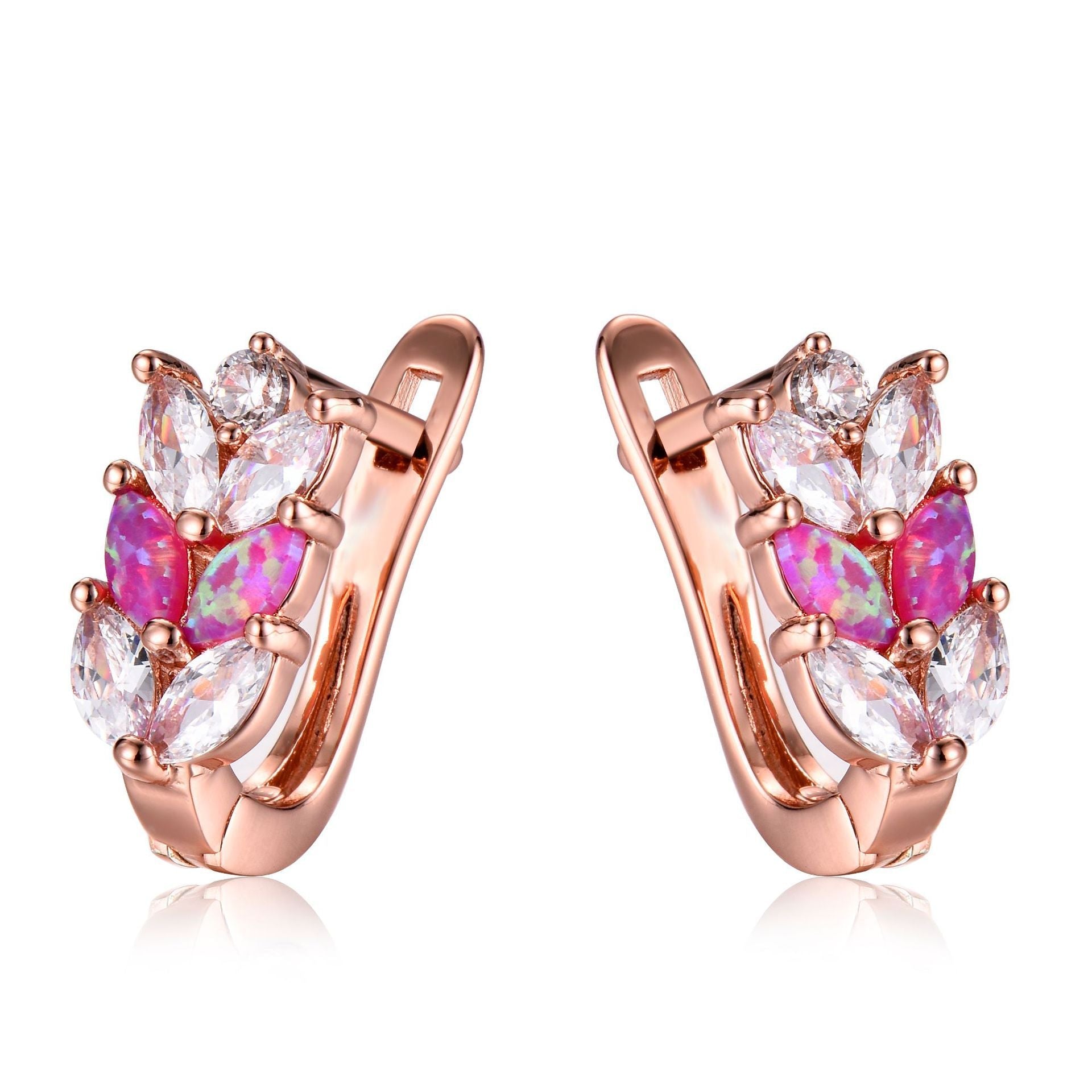 Cubic Zirconia & Purple Opal Leverback Earrings