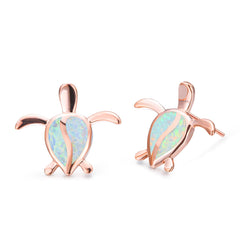 Opal & 18K Rose Gold-Plated Turtle Stud Earrings