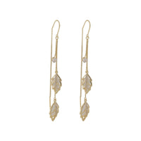 Cats Eye & 18k Gold-Plated Double Leaf Ear Threader Earrings