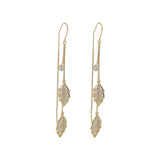 Cats Eye & 18k Gold-Plated Double Leaf Ear Threader Earrings