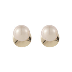 Pearl & 18K Gold-Plated Round Stud Earrings