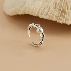 Silver-Plated Skull Spider Open Toe Ring
