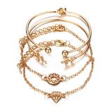 Goldtone Leaf Cuff Set