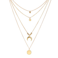 Goldtone Moon Pendant Layer Necklace