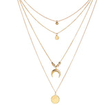 Goldtone Moon Pendant Layer Necklace