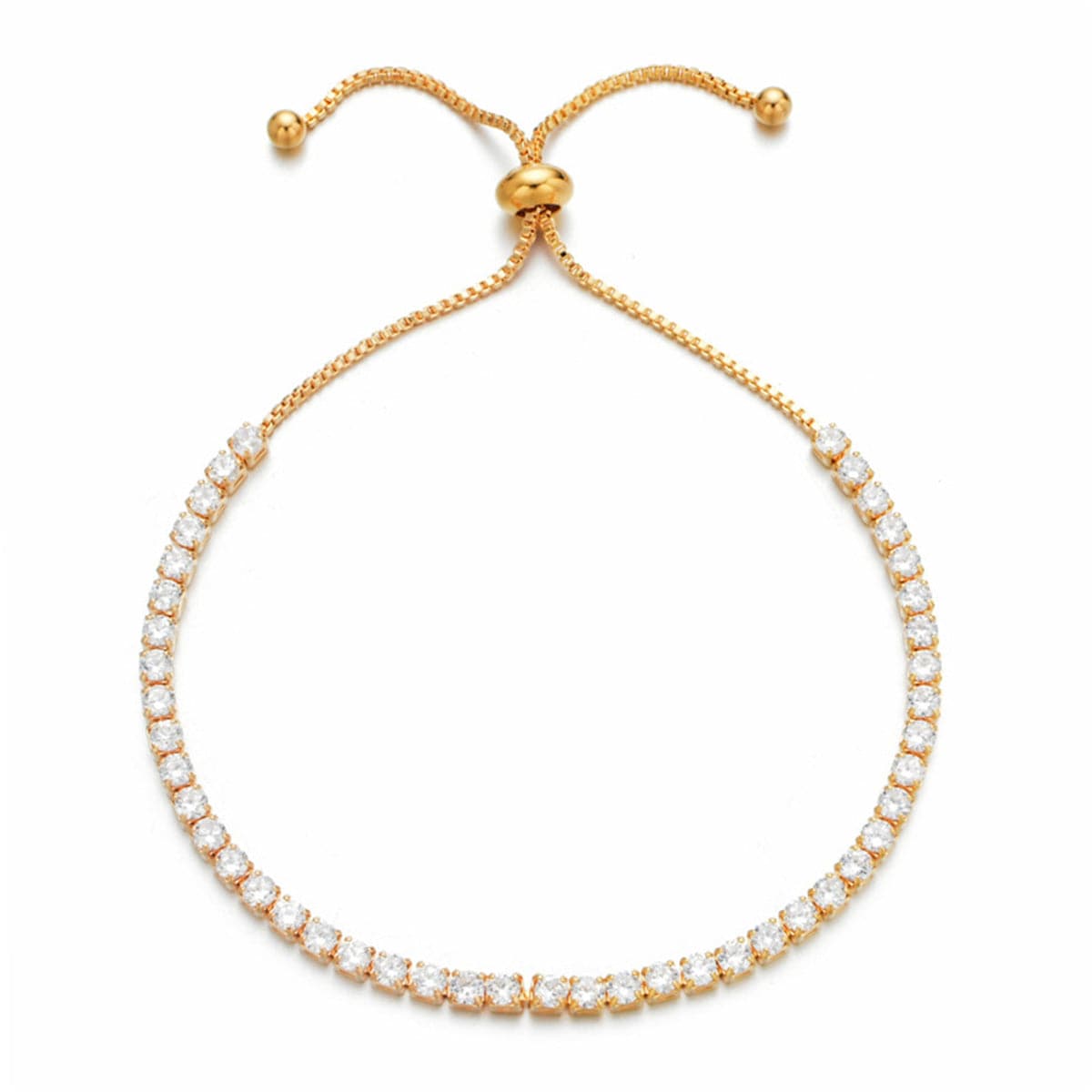 Cubic Zirconia & 18K Gold-Plated Adjustable Tennis Bracelet