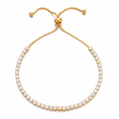 Cubic Zirconia & 18K Gold-Plated Adjustable Tennis Bracelet