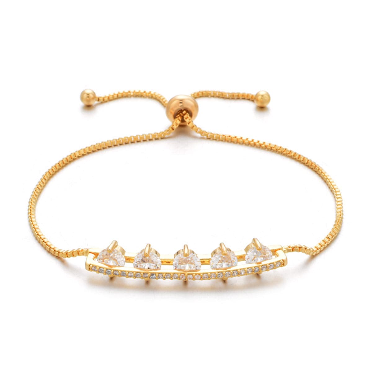 Cubic Zirconia & Crystal 18K Gold-Plated Adjustable Bracelet
