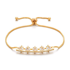 Cubic Zirconia & Crystal 18K Gold-Plated Adjustable Bracelet