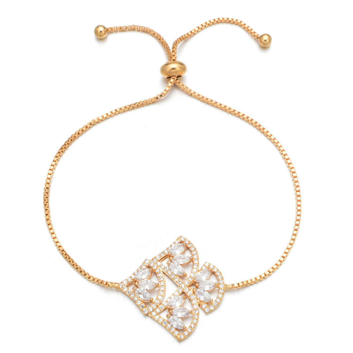 Crystal and Cubic Zirconia Adjustable Bracelet, bracelet for women, elegant gift for her, front view