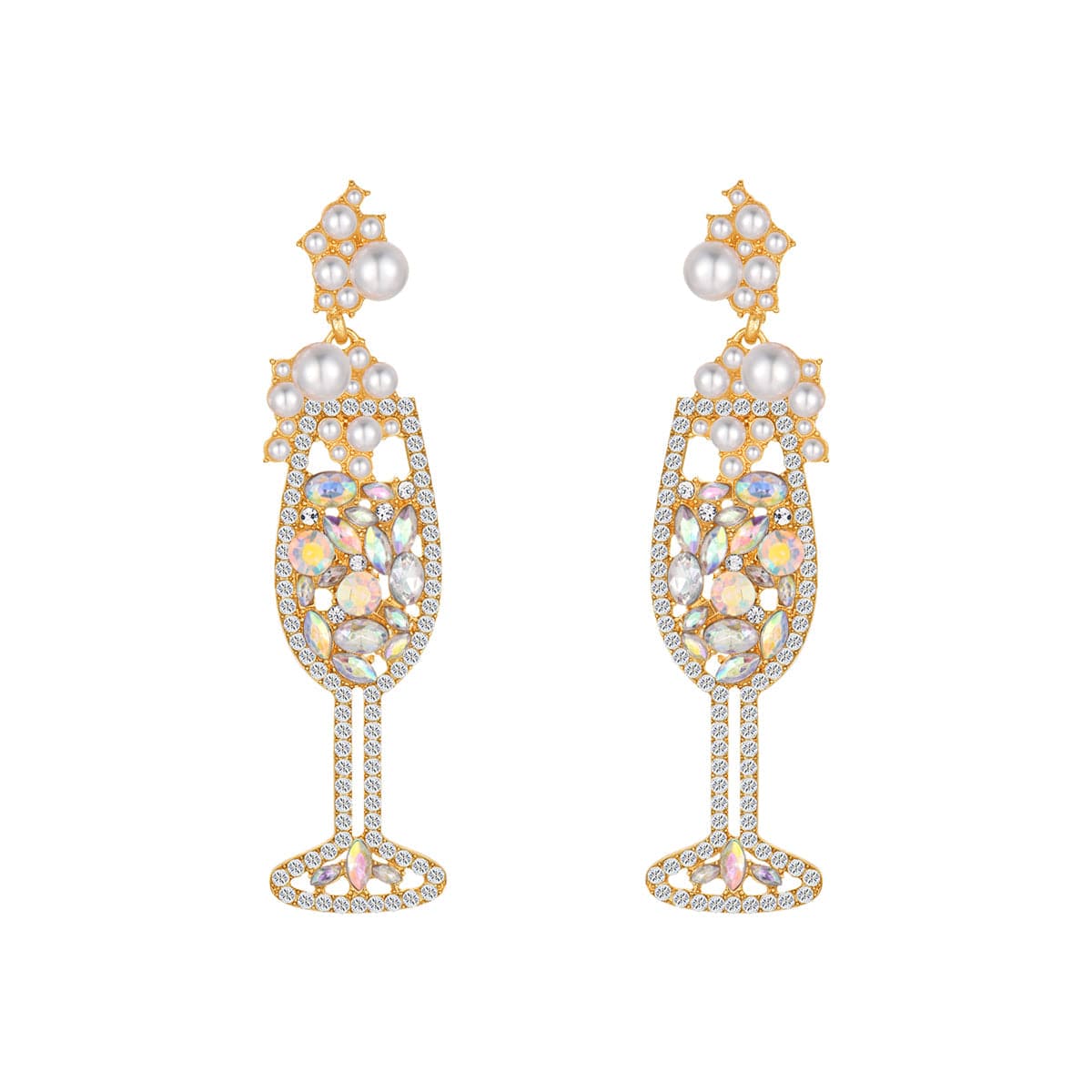 Crystal & Cubic Zirconia Champagne Flute Drop Earrings