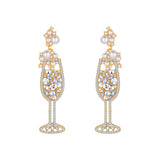 Pearl & Cubic Zirconia Wine Glass Drop Earrings