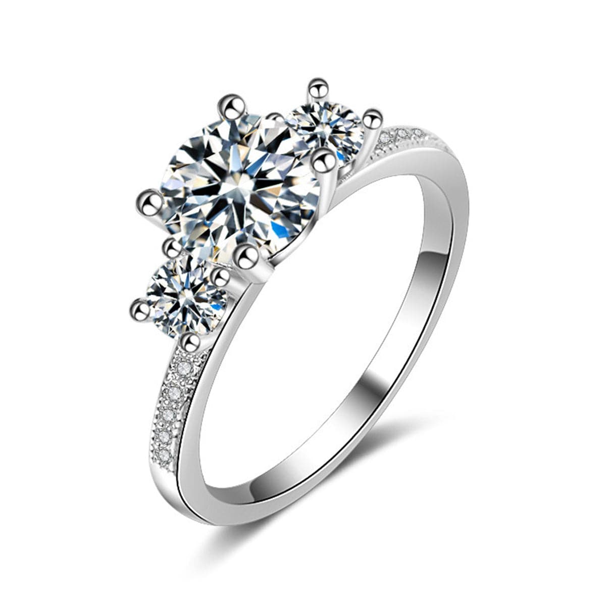 Crystal and Cubic Zirconia Round-Cut Ring, statement rings for women, botanical inspired, front view