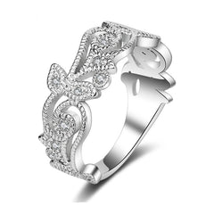 Cubic Zirconia & Silver-Plated Botany Ring