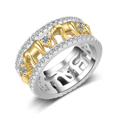 Cubic Zirconia & Two-Tone Elephant Ring