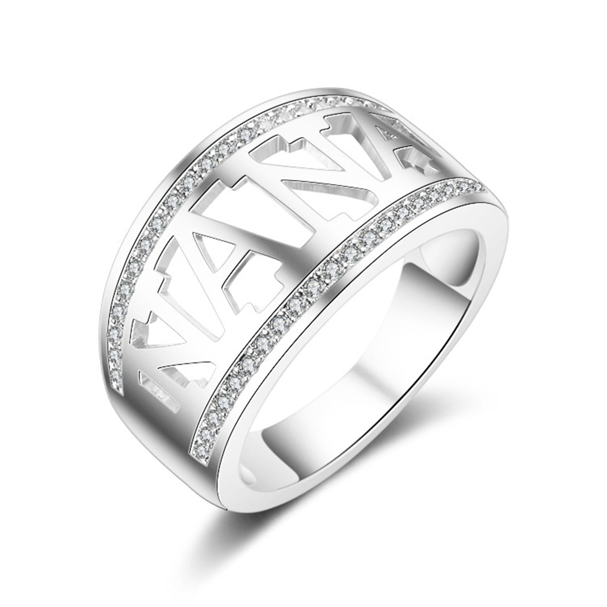 Cubic Zirconia & Silver-Plated 'Nana' Ring