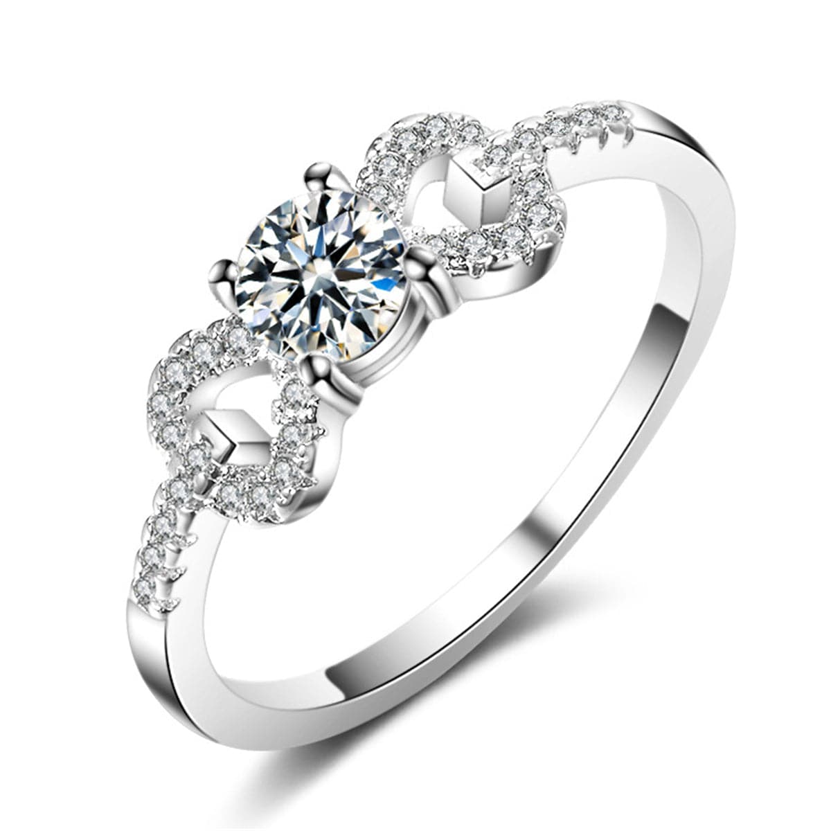 Crystal & Silver-Plated Bow Ring
