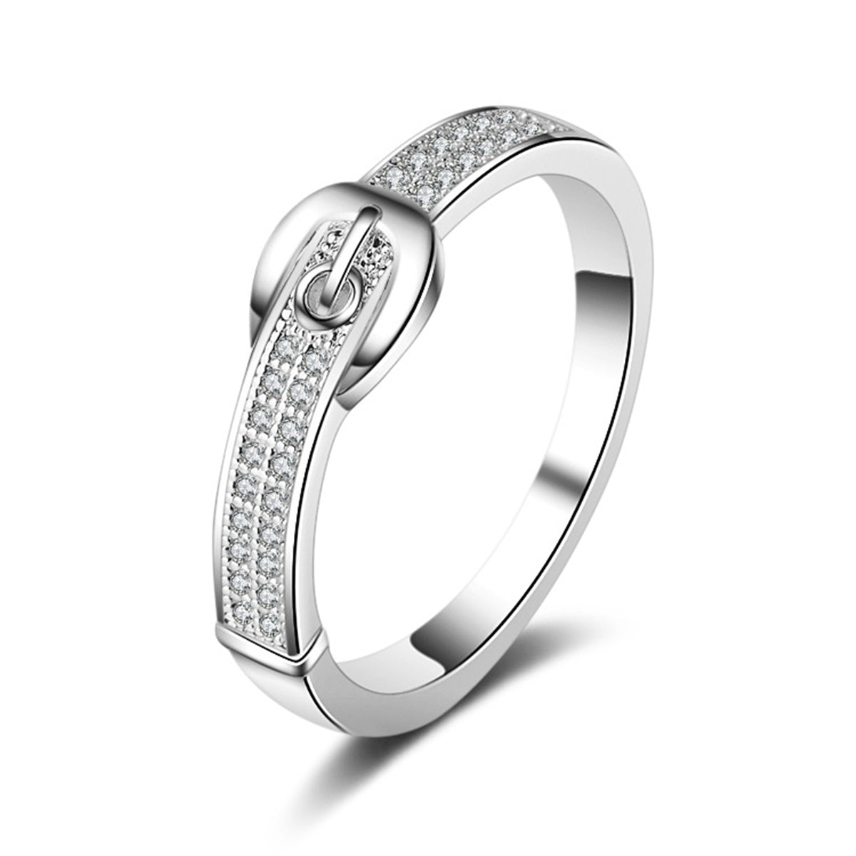 Cubic Zirconia & Silver-Plated Belt Band