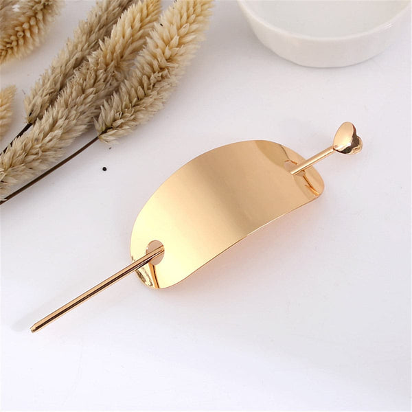 Goldtone Curved Plate & Stick Hair Clip