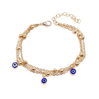 Enamel & 18k Gold-Plated Eye Layered Anklet