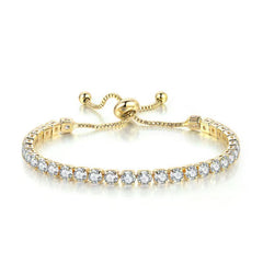 Cubic Zirconia & 18K Gold-Plated Adjustable Link Bracelet