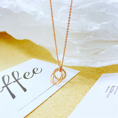 Cubic Zirconia & 18K Rose Gold-Plated Intertwined Circular Pendant Necklace