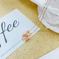 Cubic Zirconia & 18K Rose Gold-Plated Antler Pendant Necklace