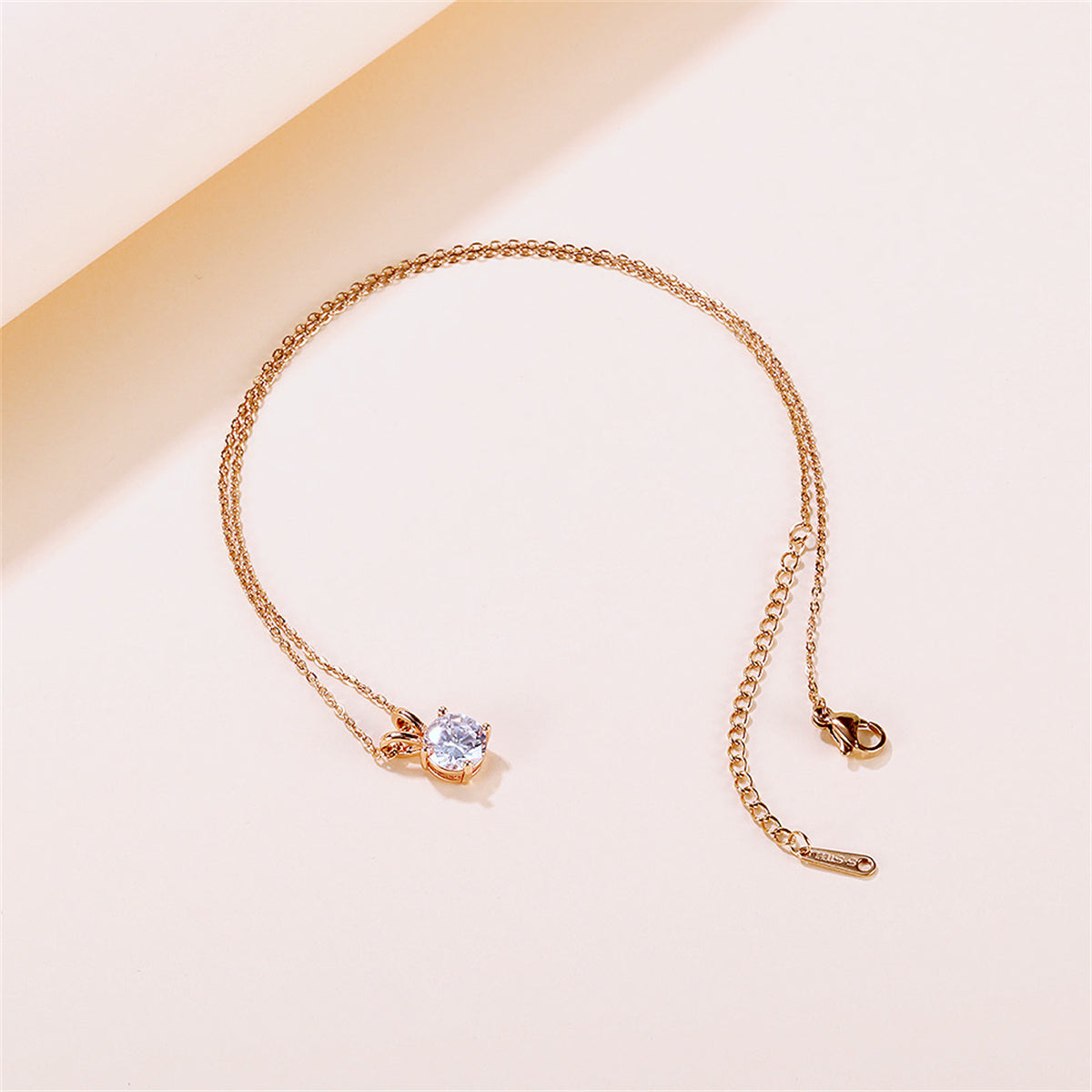 Cubic Zirconia & 18K Rose Gold-Plated Rabbit Pendant Necklace
