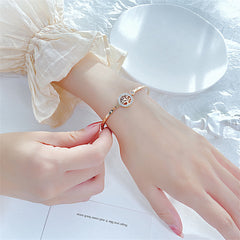 Clear Cubic Zirconia & 18K Rose Gold-Plated Halo Tree Of Life Hinged Bangle