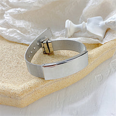 Silver-Plated Curved Card Belt Bracelet