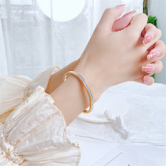 Clear Cubic Zirconia & 18K Rose Gold-Plated Hinged Bangle
