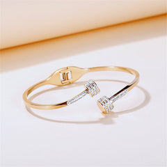 Cubic Zirconia & 18K Rose Gold-Plated Coin Bypass Bangle