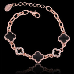 cubic zirconia & 18k Rose Gold-Plated Lattice Station Bracelet - streetregion