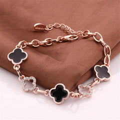 cubic zirconia & 18k Rose Gold-Plated Lattice Station Bracelet - streetregion