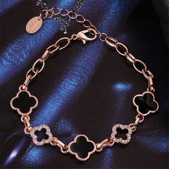 cubic zirconia & 18k Rose Gold-Plated Lattice Station Bracelet - streetregion