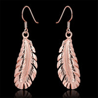18k Rose Gold-Plated Feather Drop Earrings - streetregion