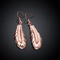 18k Rose Gold-Plated Feather Drop Earrings - streetregion