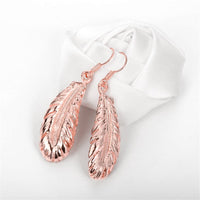 18k Rose Gold-Plated Feather Drop Earrings - streetregion