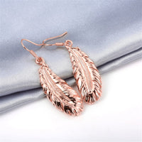 18k Rose Gold-Plated Feather Drop Earrings - streetregion