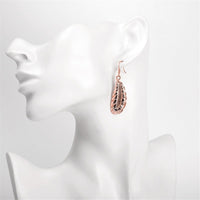18k Rose Gold-Plated Feather Drop Earrings - streetregion