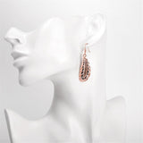 18k Rose Gold-Plated Feather Drop Earrings - streetregion