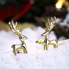18K Gold-Plated Deer Stud Earrings - streetregion