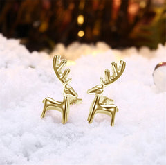 18K Gold-Plated Deer Stud Earrings - streetregion