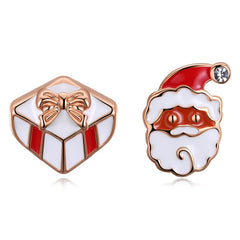 Cubic Zirconia & Red Gift & Santa Stud Earrings