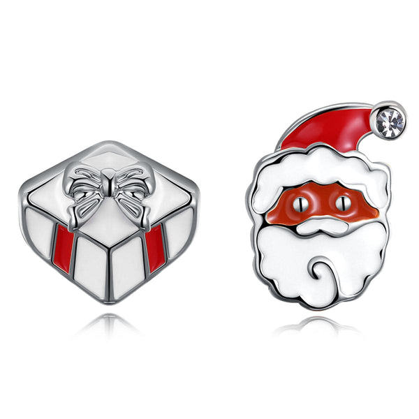 Christmas Gift & Santa Claus Silver-Plated Stud Earrings