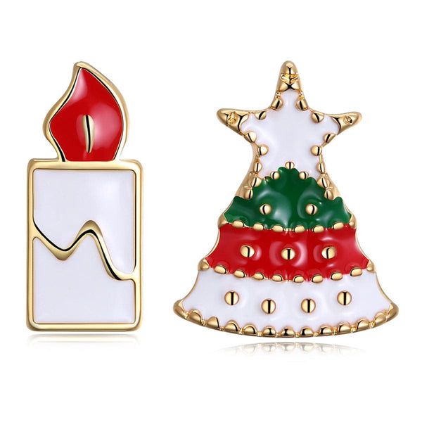 18K Gold-Plated Candle & Tree Stud Earrings - streetregion