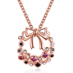 Cubic Zirconia & 18K Rose Gold-Plated Wreath Pendant Necklace