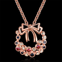 Cubic Zirconia & 18K Rose Gold-Plated Wreath Pendant Necklace