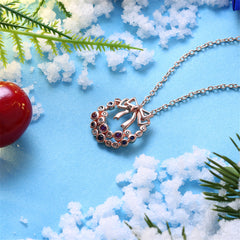 Cubic Zirconia & 18K Rose Gold-Plated Wreath Pendant Necklace
